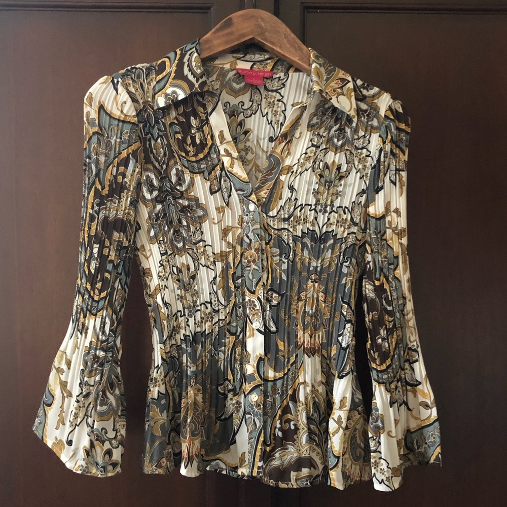 Sunny Leigh Women’s Long Sleeve Print Blouse, Size Small